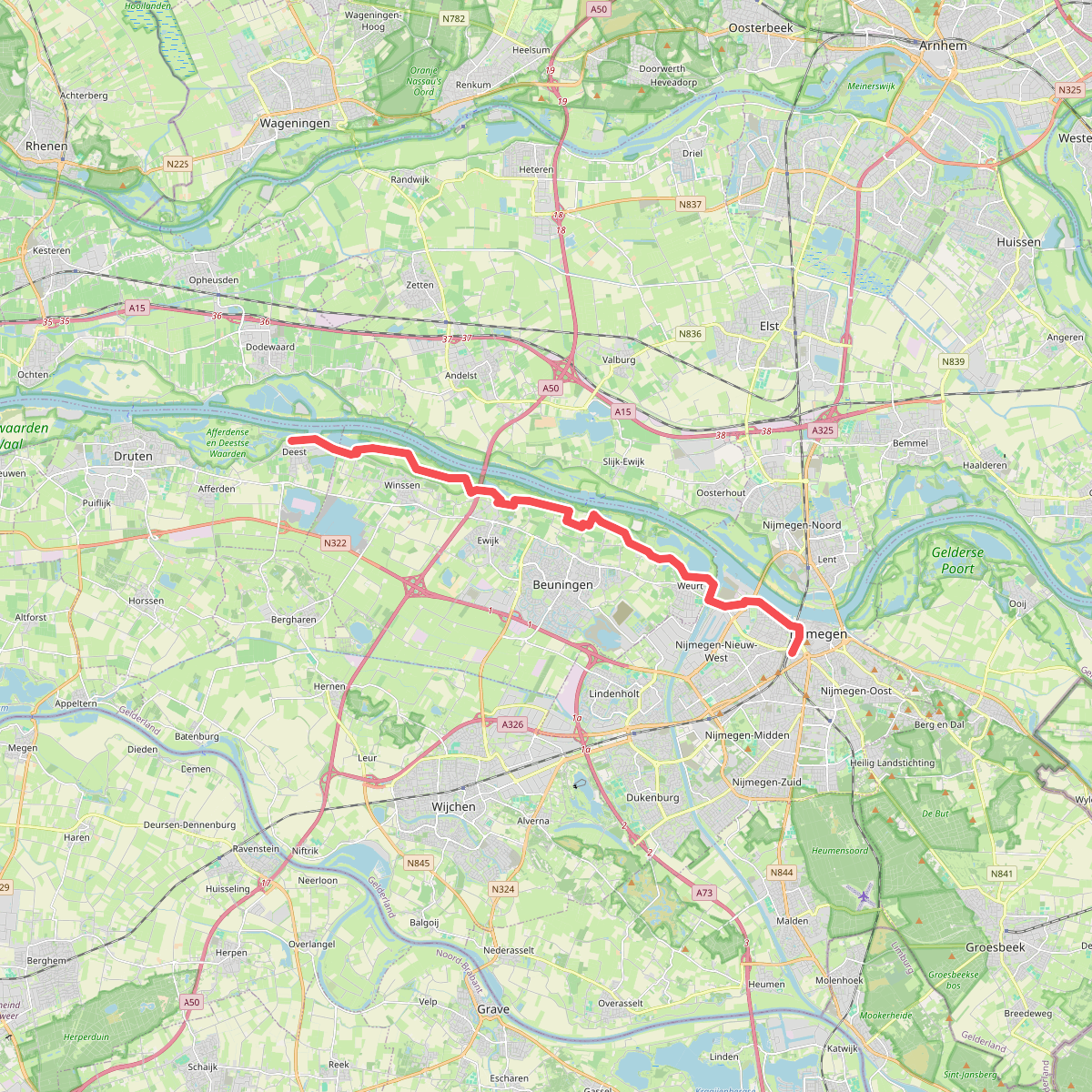 Nijmegen station - Deest · Streekpad Nijmegen etappe 1