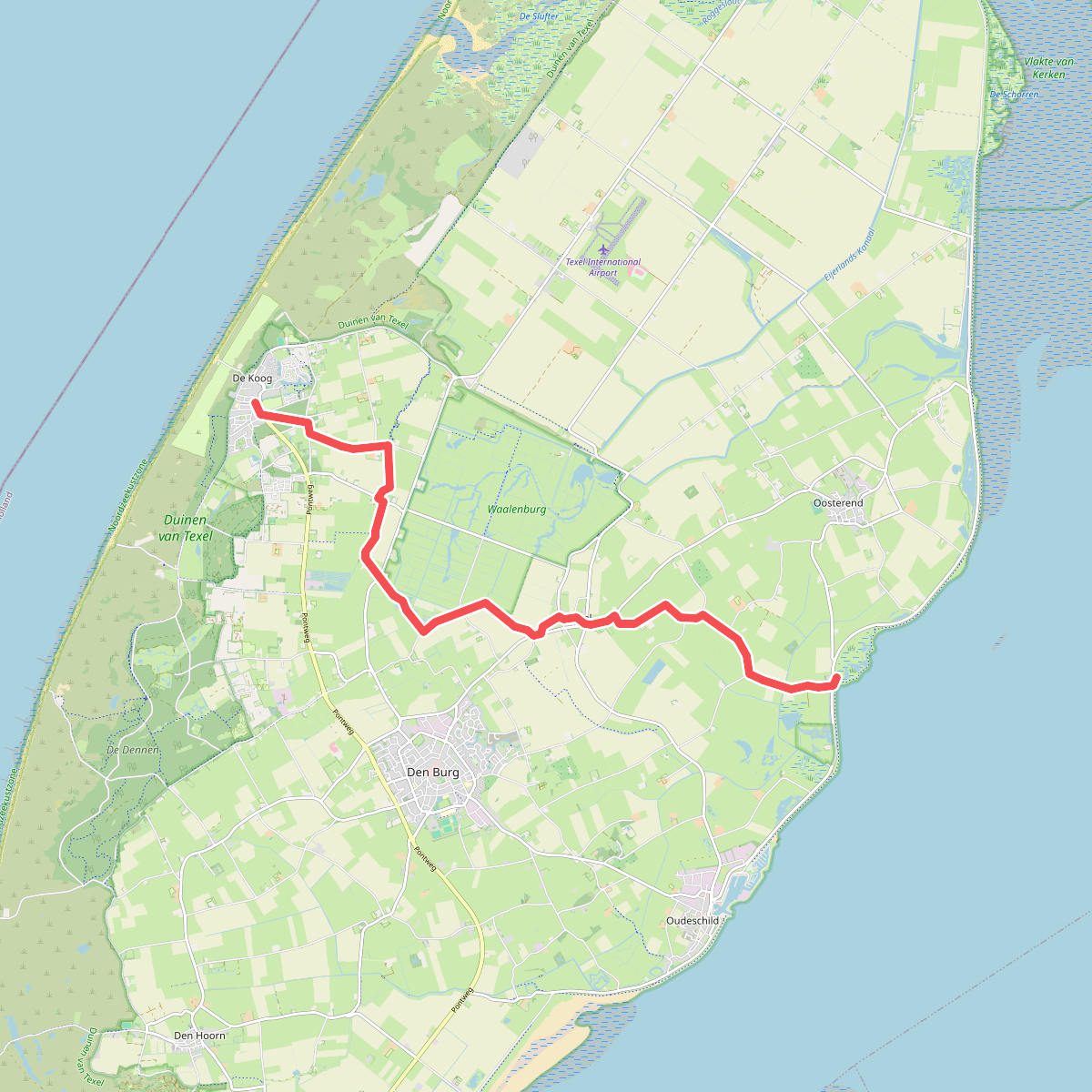 Texel 5: Variant Dwarsover: De Koog - De Zandkes · WaddenWandelen etappe 5