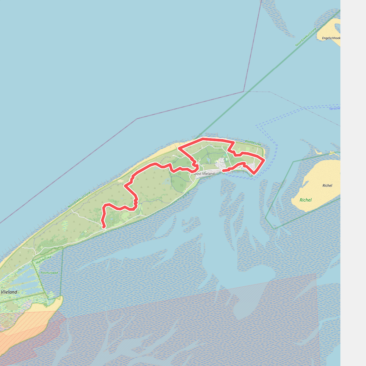 Vlieland 2: Pad van Twintig - Veerhaven · WaddenWandelen etappe 9