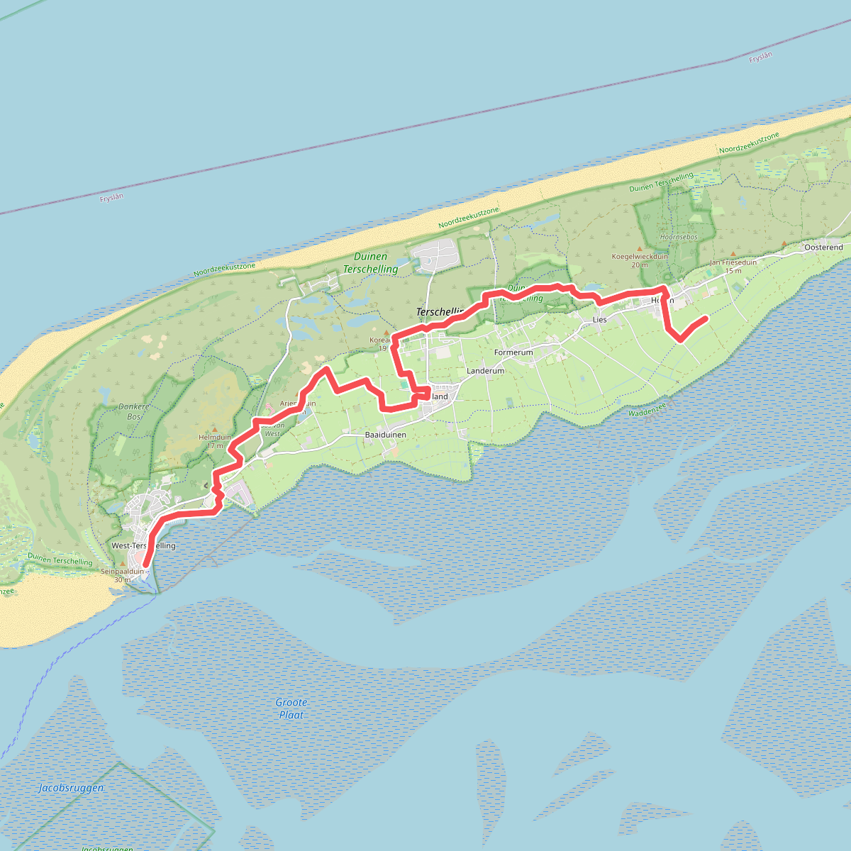 Terschelling 3: Hoorn - West-Terschelling haven · WaddenWandelen etappe 12