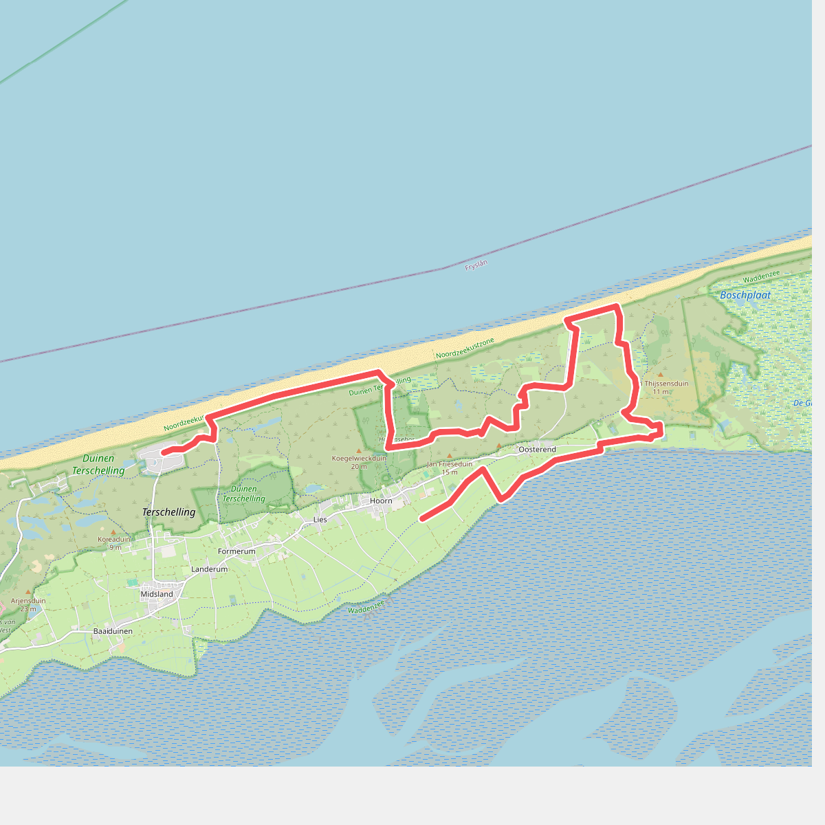 Terschelling 2: Midsland aan Zee - Hoorn · WaddenWandelen etappe 11