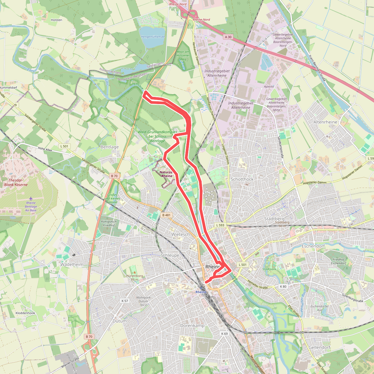 Hermannshöhen Tourtip 01: "Stad, land en rivier" in Rheine