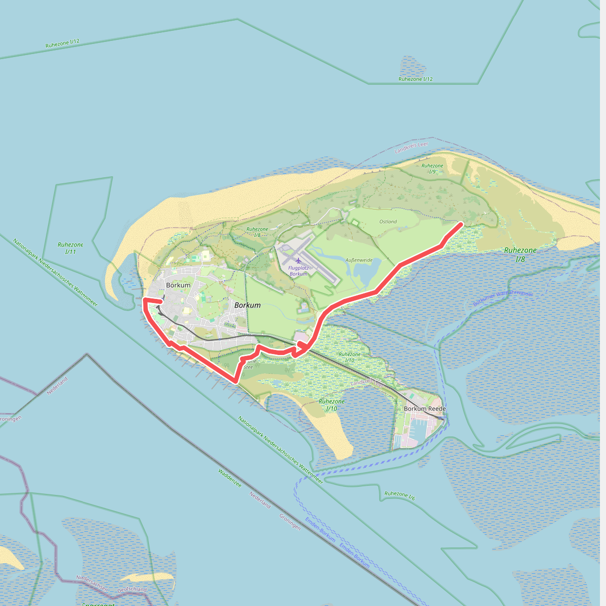 Borkum 2: Grote Seejdyk - Station Bismarckstrasse · WaddenWandelen etappe 20