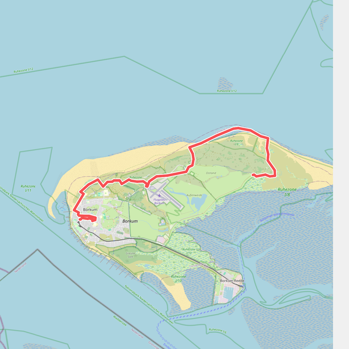 Borkum 1: Station Bismarckstrasse - Grote Seejdyk · WaddenWandelen etappe 19