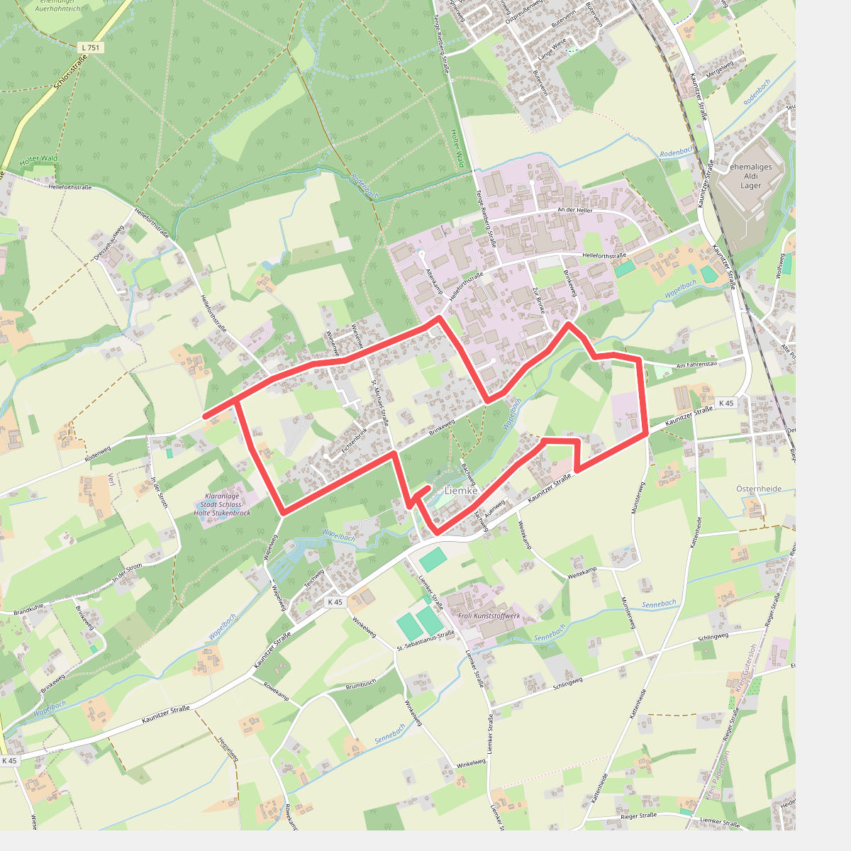 Heiligenhäuschenweg Liemke, korte rondweg