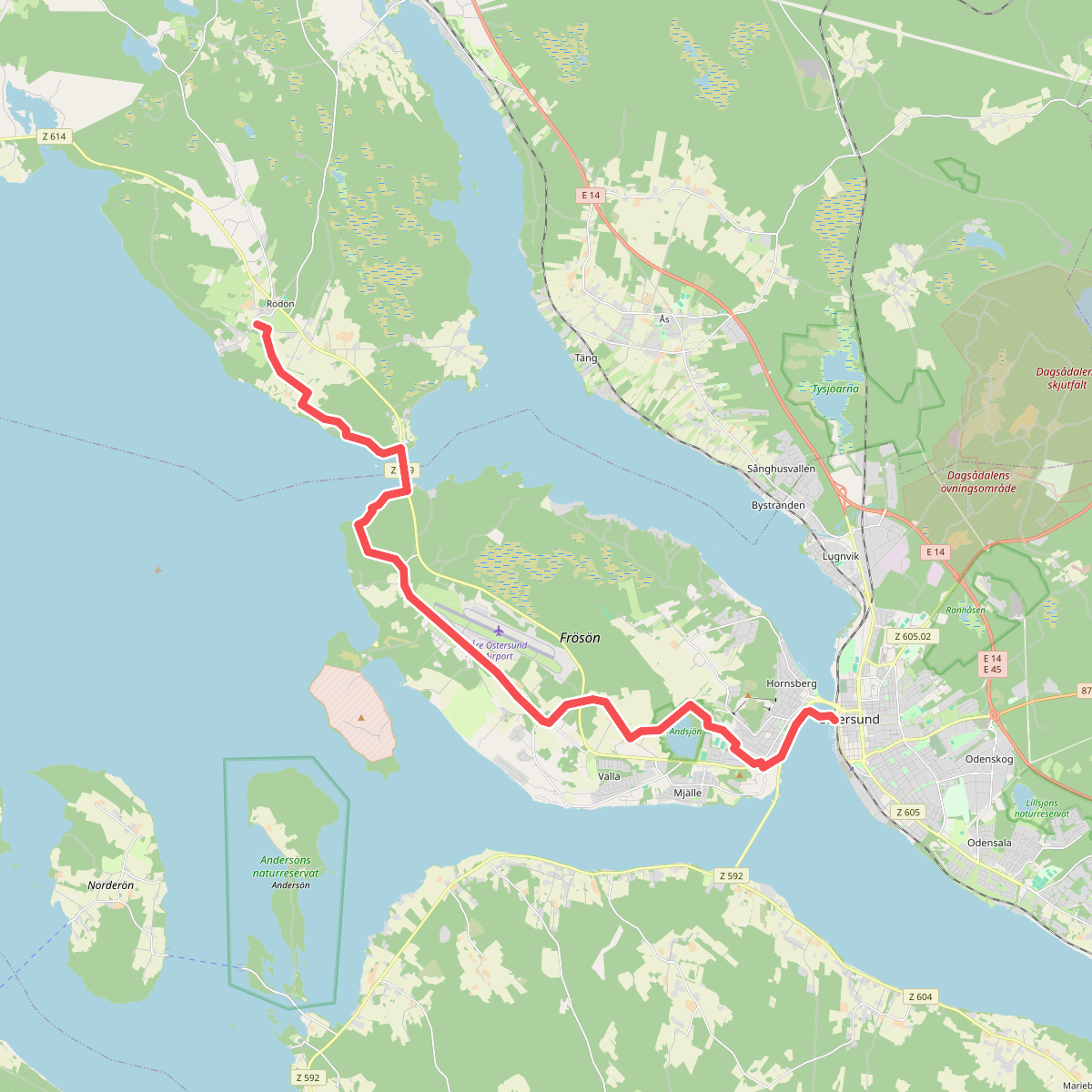 Östersund - Rödön, vandring · St. Olavsleden etappe 11