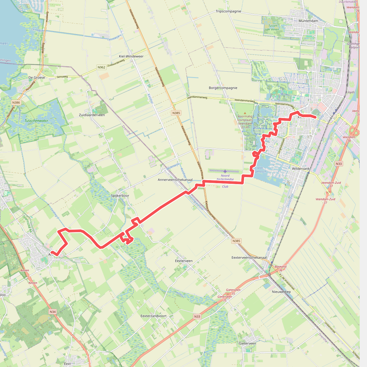 Annen - Veendam · Groot Frieslandpad etappe 18