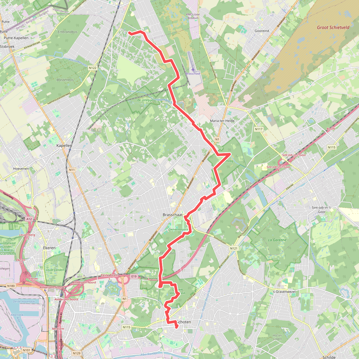 Heide - Schoten · GR12 Vlaanderen etappe 3