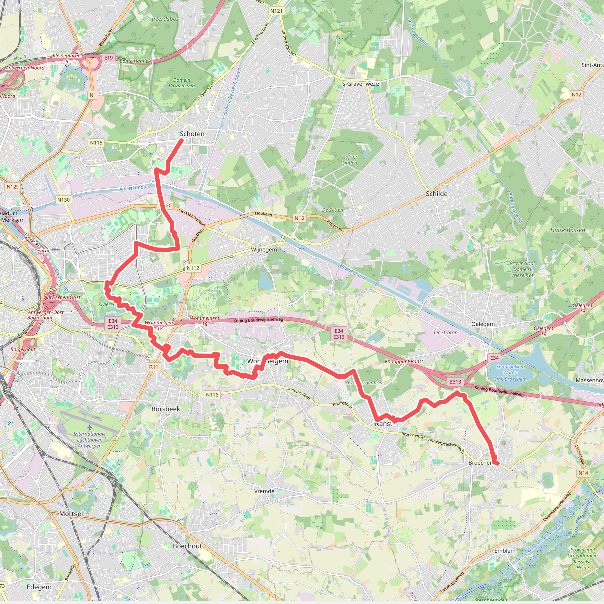 Schoten - Broechem · GR12 Vlaanderen etappe 4
