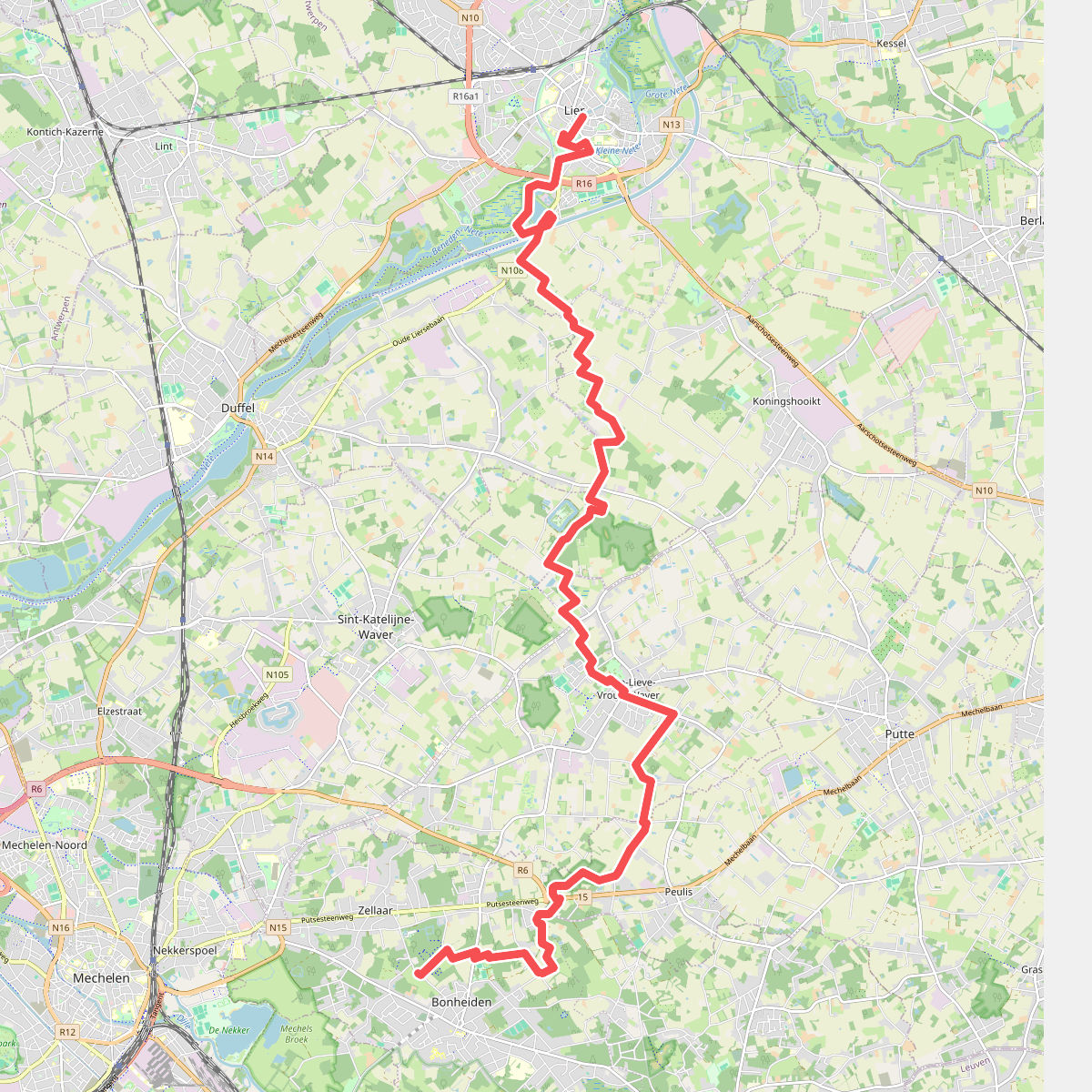 Lier - Bonheiden · GR12 Vlaanderen etappe 6
