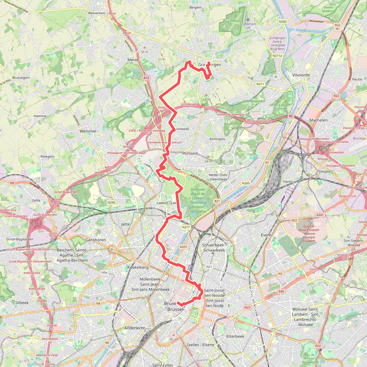 Grimbergen - Brussel · GR12 Vlaanderen etappe 8
