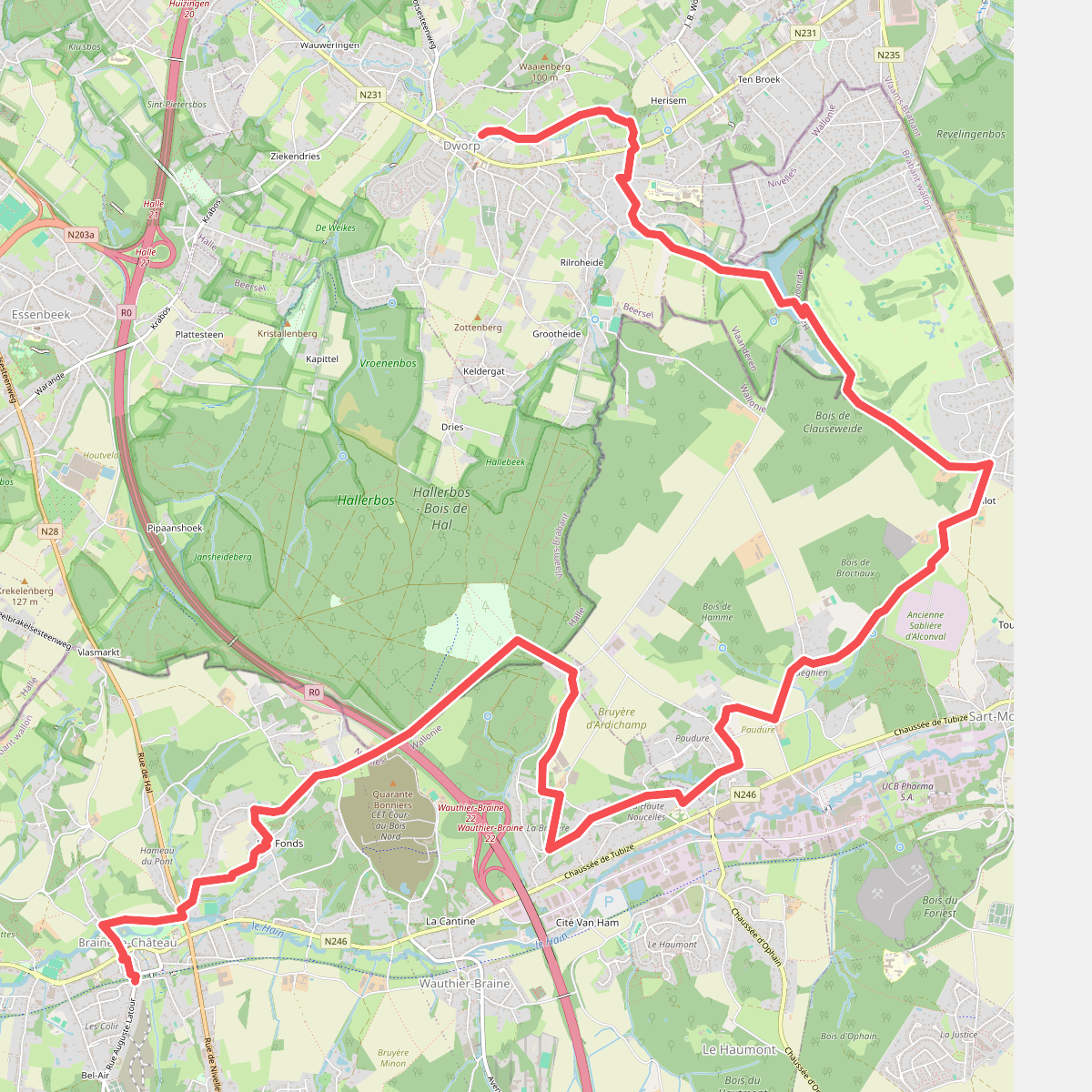 Dworp - Kasteelbrakel · GR12 Wallonië etappe 2