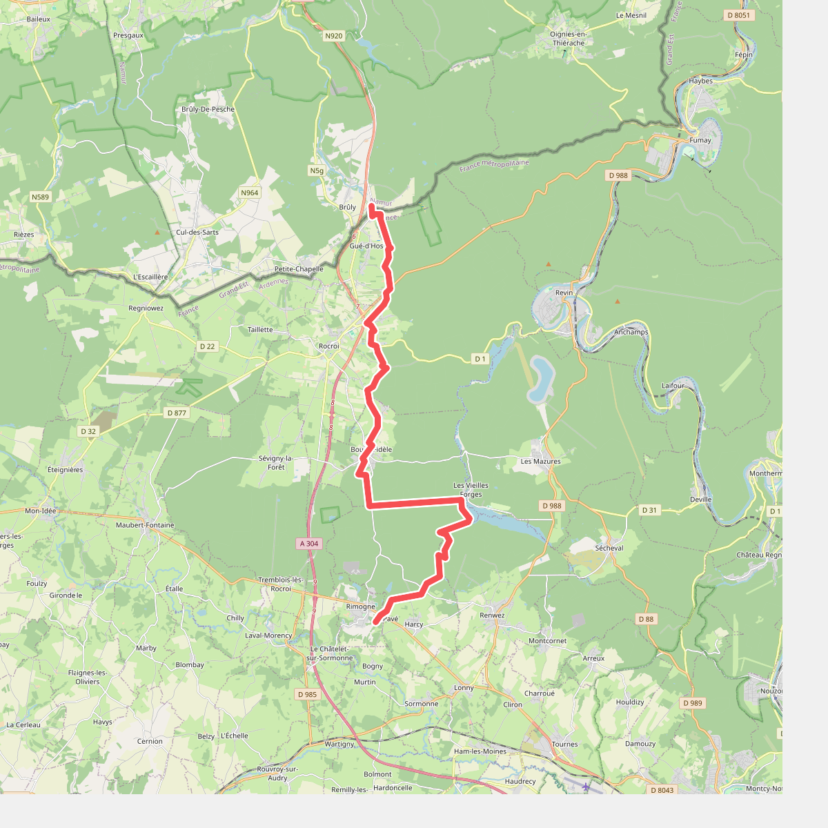 Brûly - Rimogne · GR12 Wallonië etappe 10