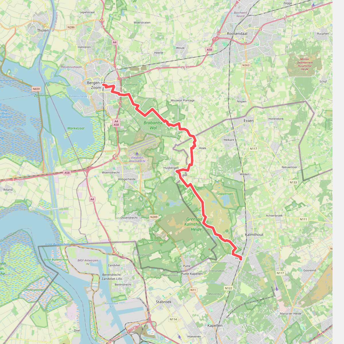 Tholen - Grens Nederland-België · GR5 etappe 6