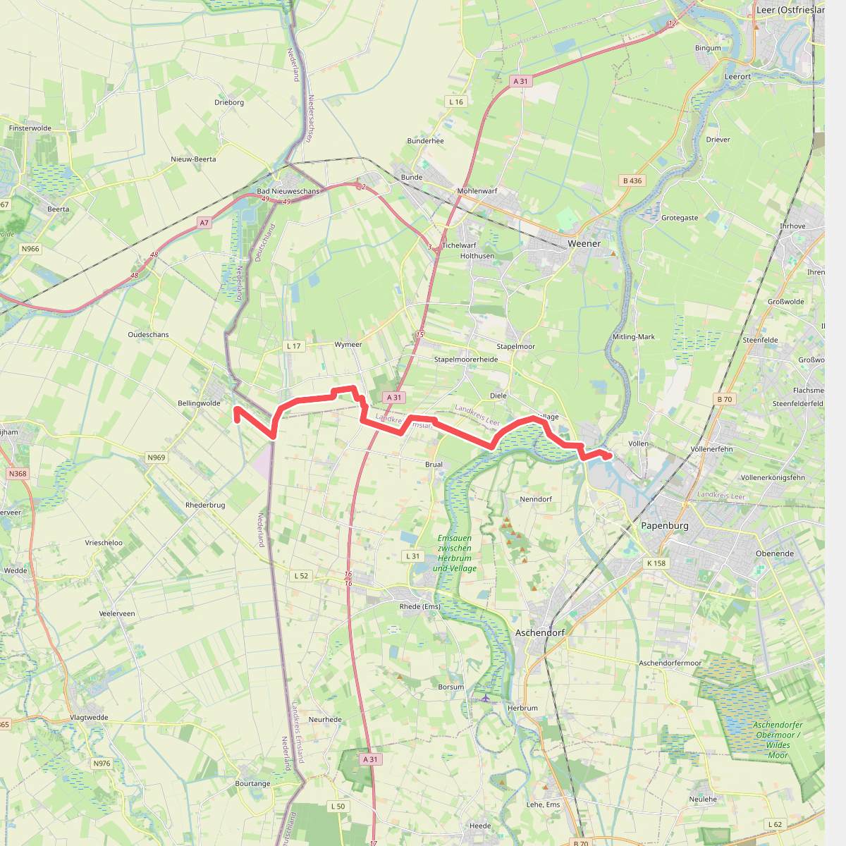 Bellingwolde - Papenburg (D) · Groot Frieslandpad etappe 22