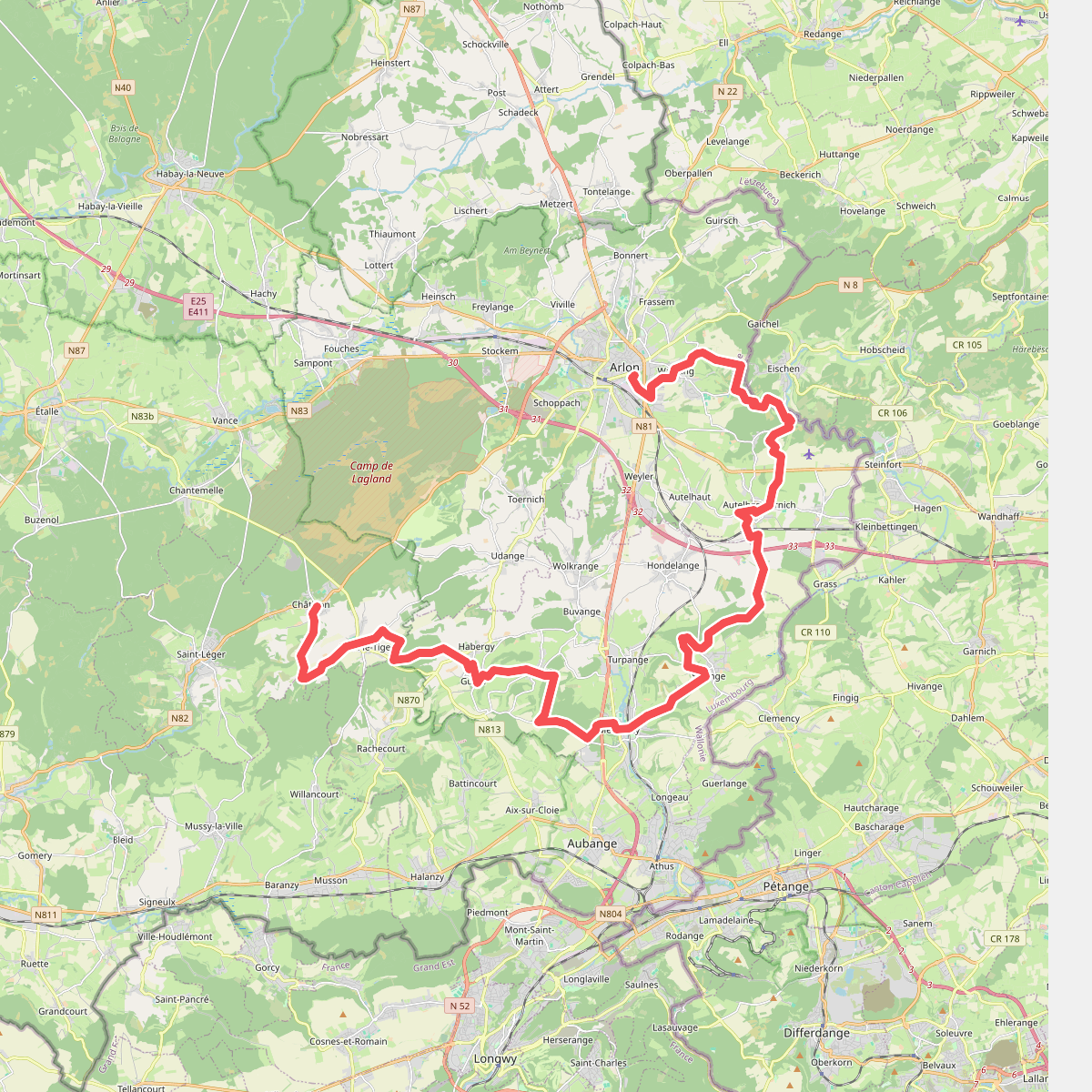 Chatillon - Arlon · Arnoweg etappe 10 · GR129 etappe 20