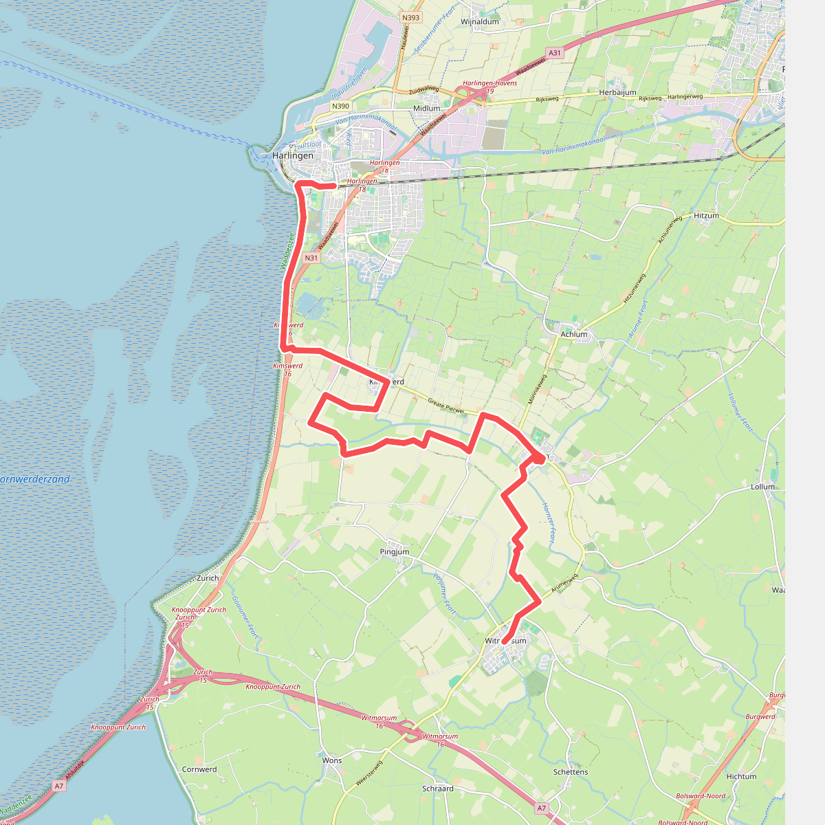 Witmarsum-Harlingen  · Klooster Claercamppad etappe 11