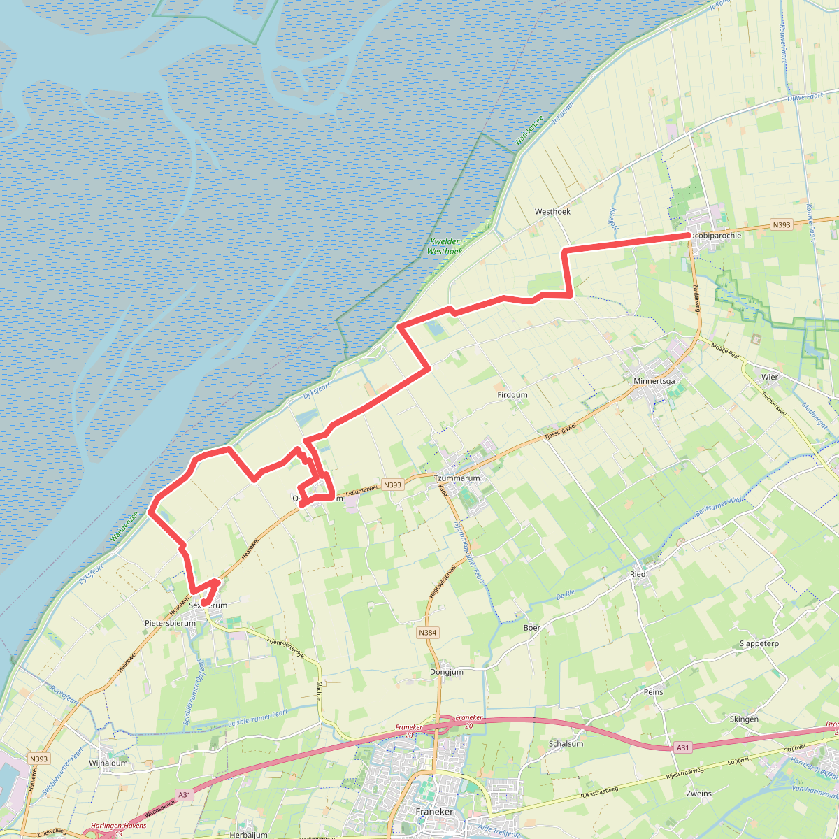 Sexbierum-St. Jacobiparochie  · Klooster Claercamppad etappe 13