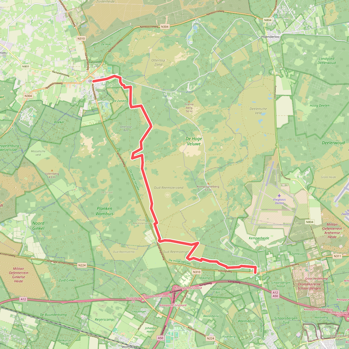 Schaarsbergen - Otterlo (Doorsteek 4) · Veluwe Zwerfpad etappe 23