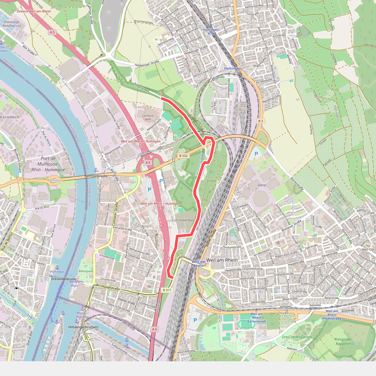 Krebsbachtal - Weil am Rhein Friedensbrücke