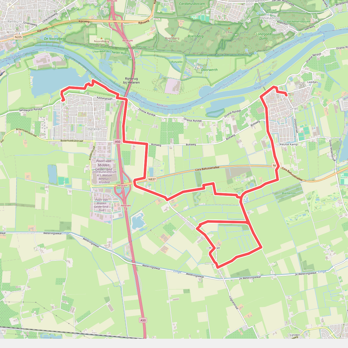 Heteren - Driel · Wegen met Zegen etappe 5