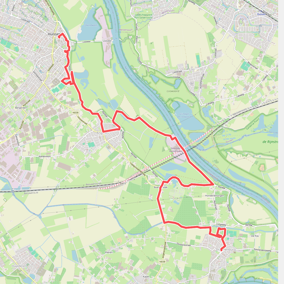 Huissen- Doornenburg · Wegen met Zegen etappe 8