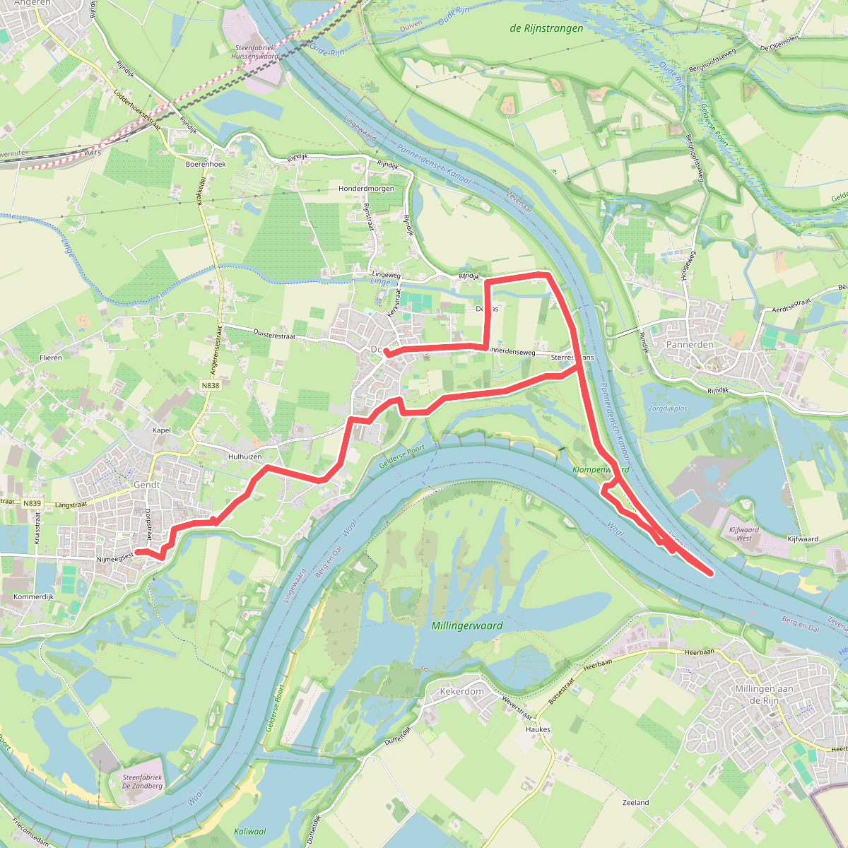Doornenburg - Gendt · Wegen met Zegen etappe 9