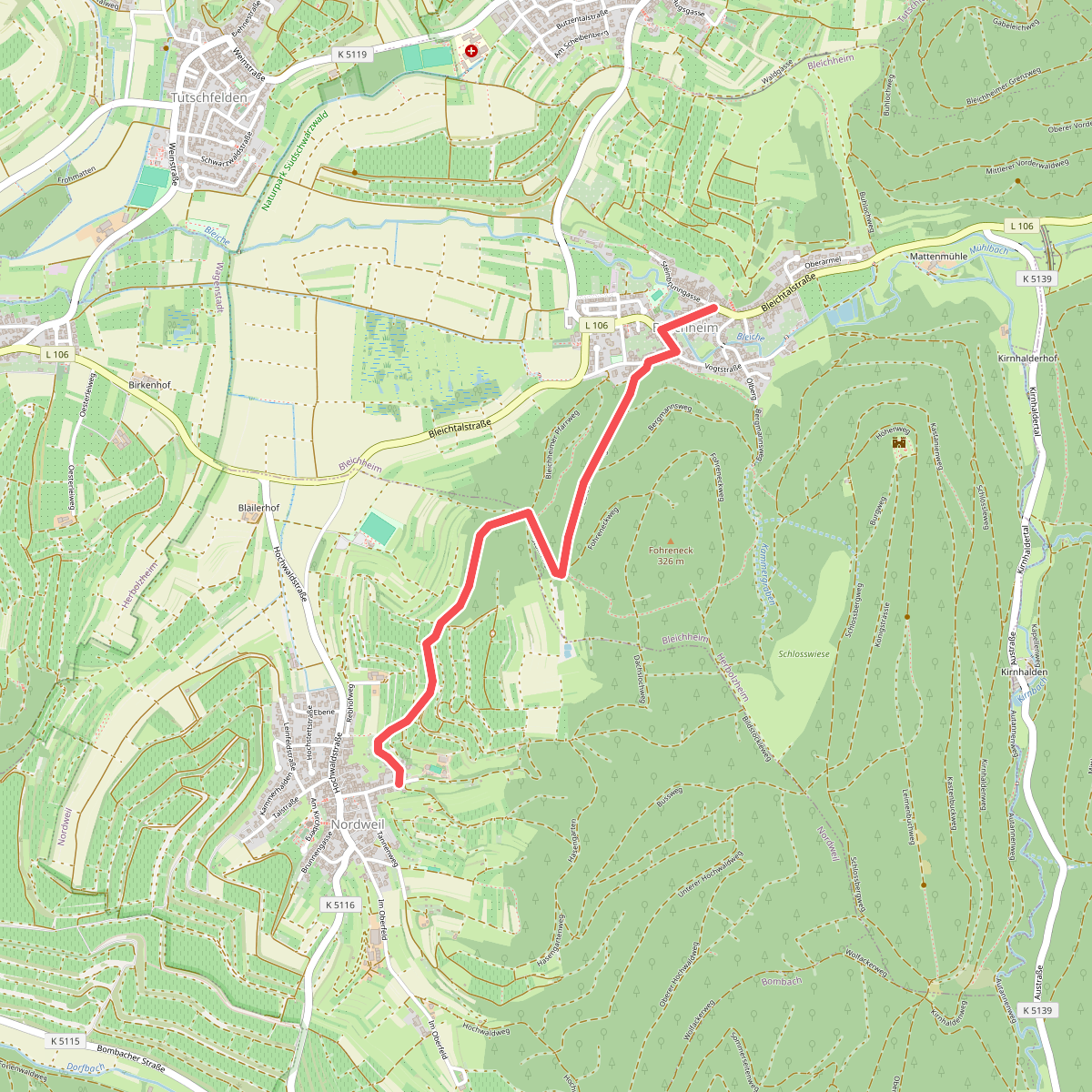 Bleichheim Hubertuswinkel - Nordweil Herrenberg