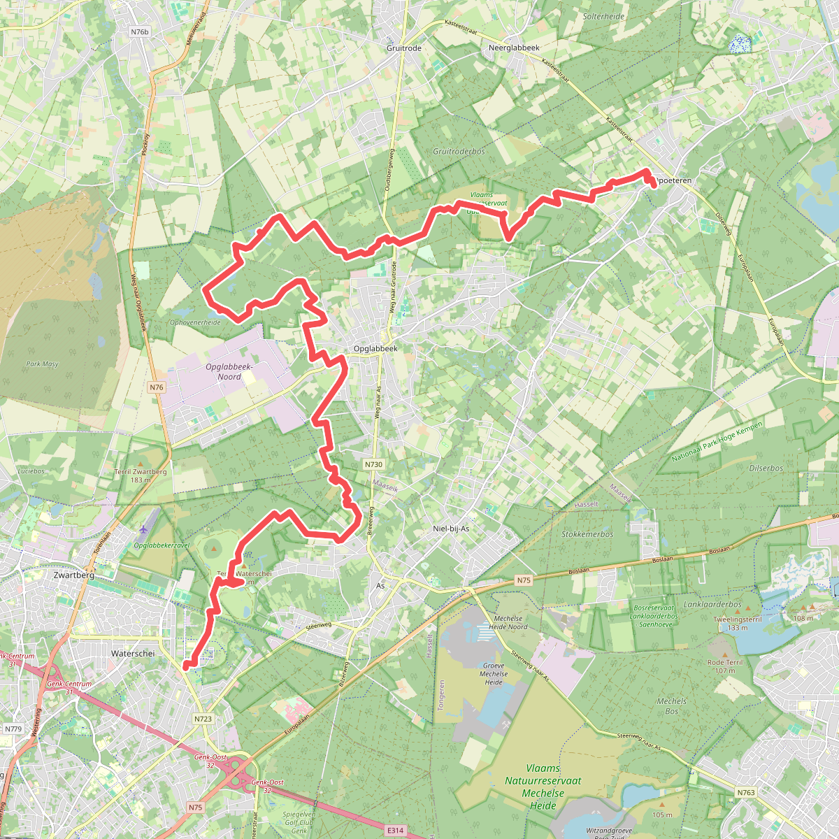 Duinengordel - Thorpark · Nationaal park Hoge Kempen etappe 4