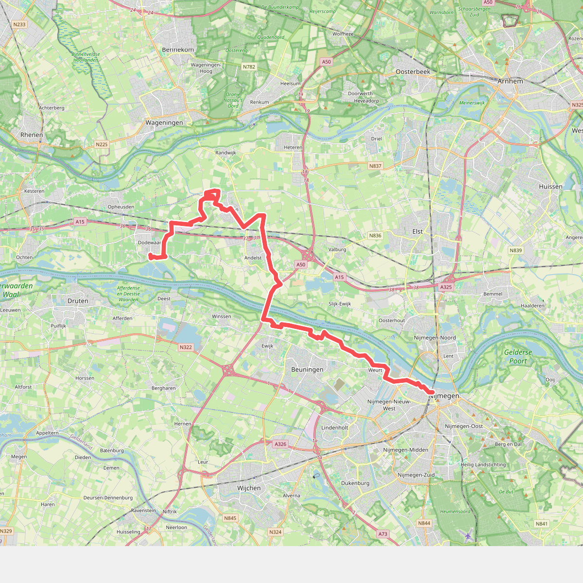 Dodewaard - Nijmegen · Grote Rivierenpad etappe 13