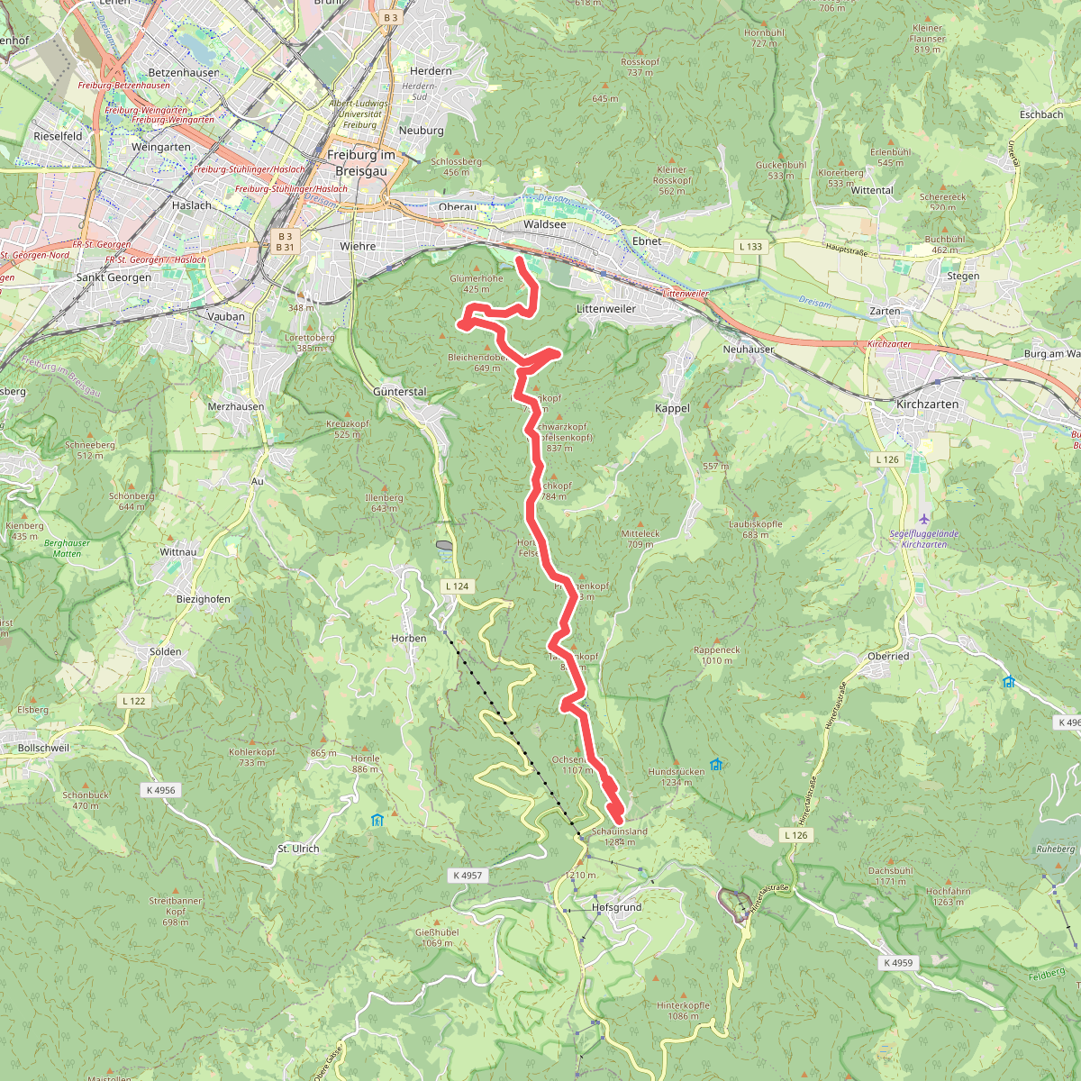 Laufstrecke Schauinsland Berglauf