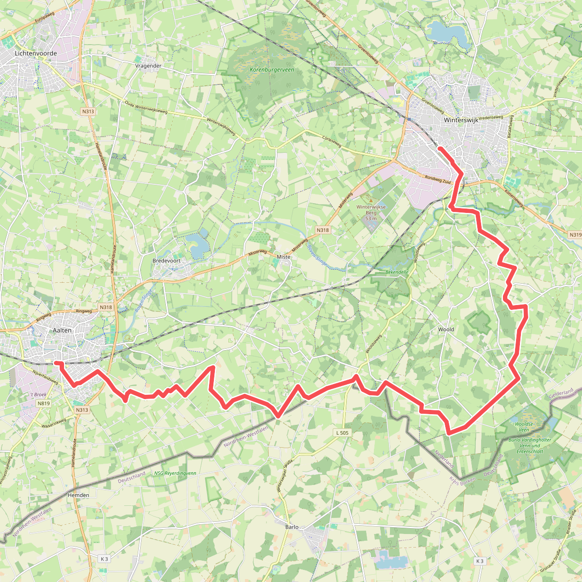 Winterswijk naar Aalten - "Riege beume" · NederRandpad etappe 16