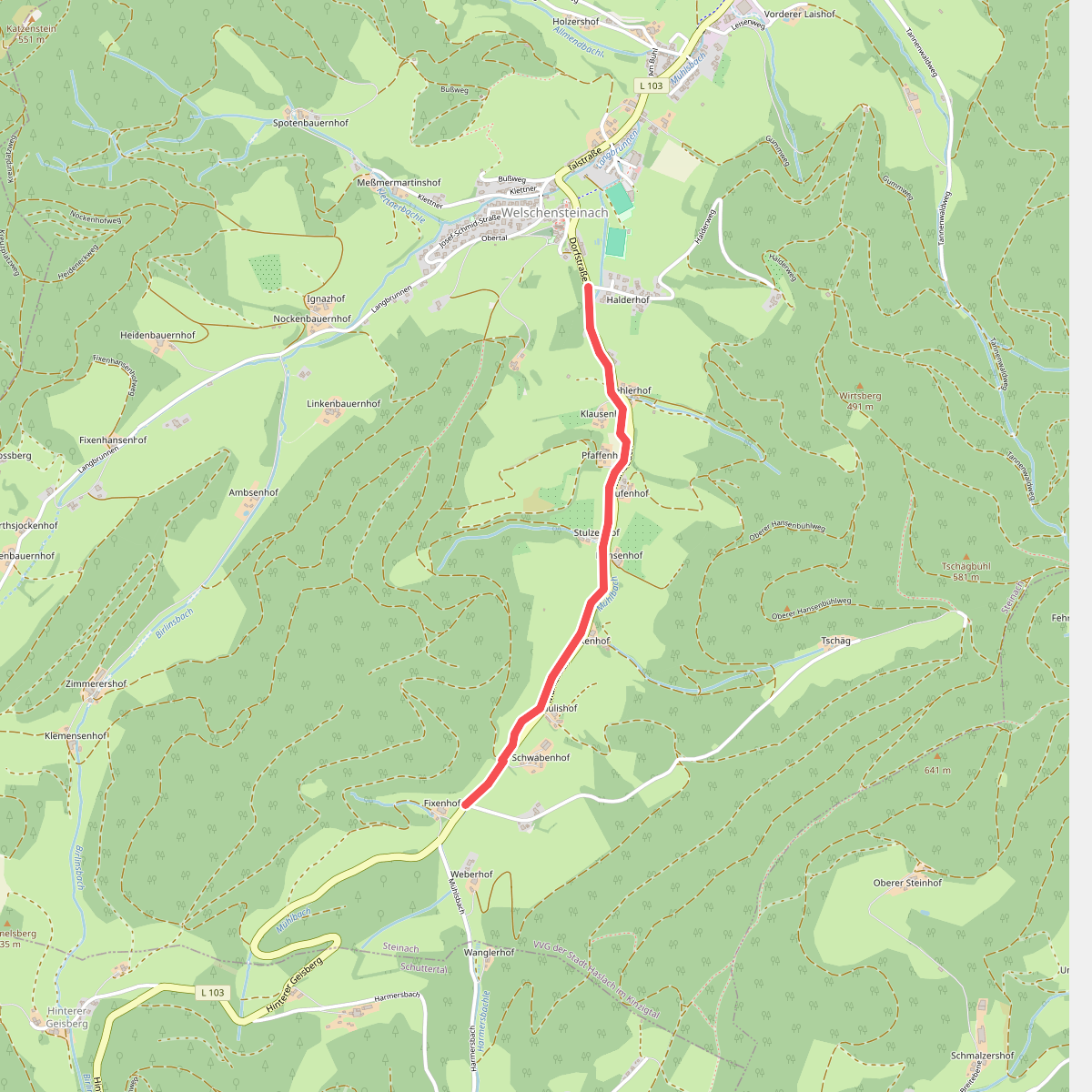 Welschensteinach Halderweg - Mühlsbach-Fixenhof