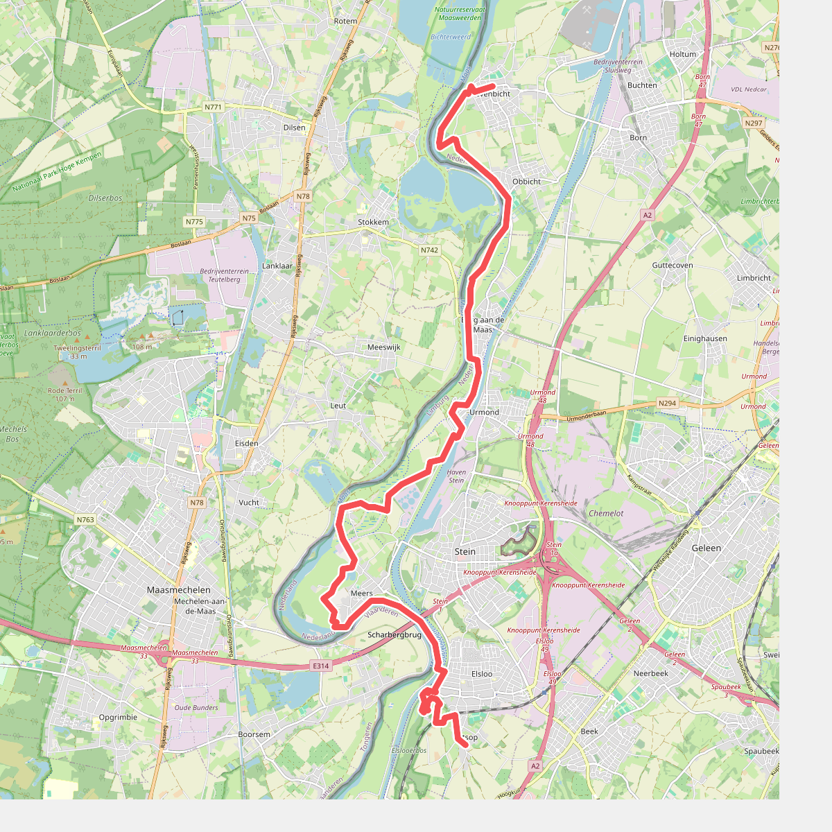Catsop naar Grevenbicht - "Moeder Maas" · NederRandpad etappe 35