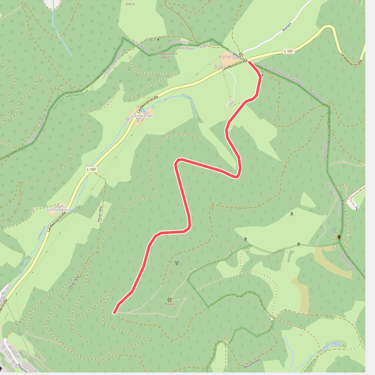 Pfauen - Landwassereck Parkplatz