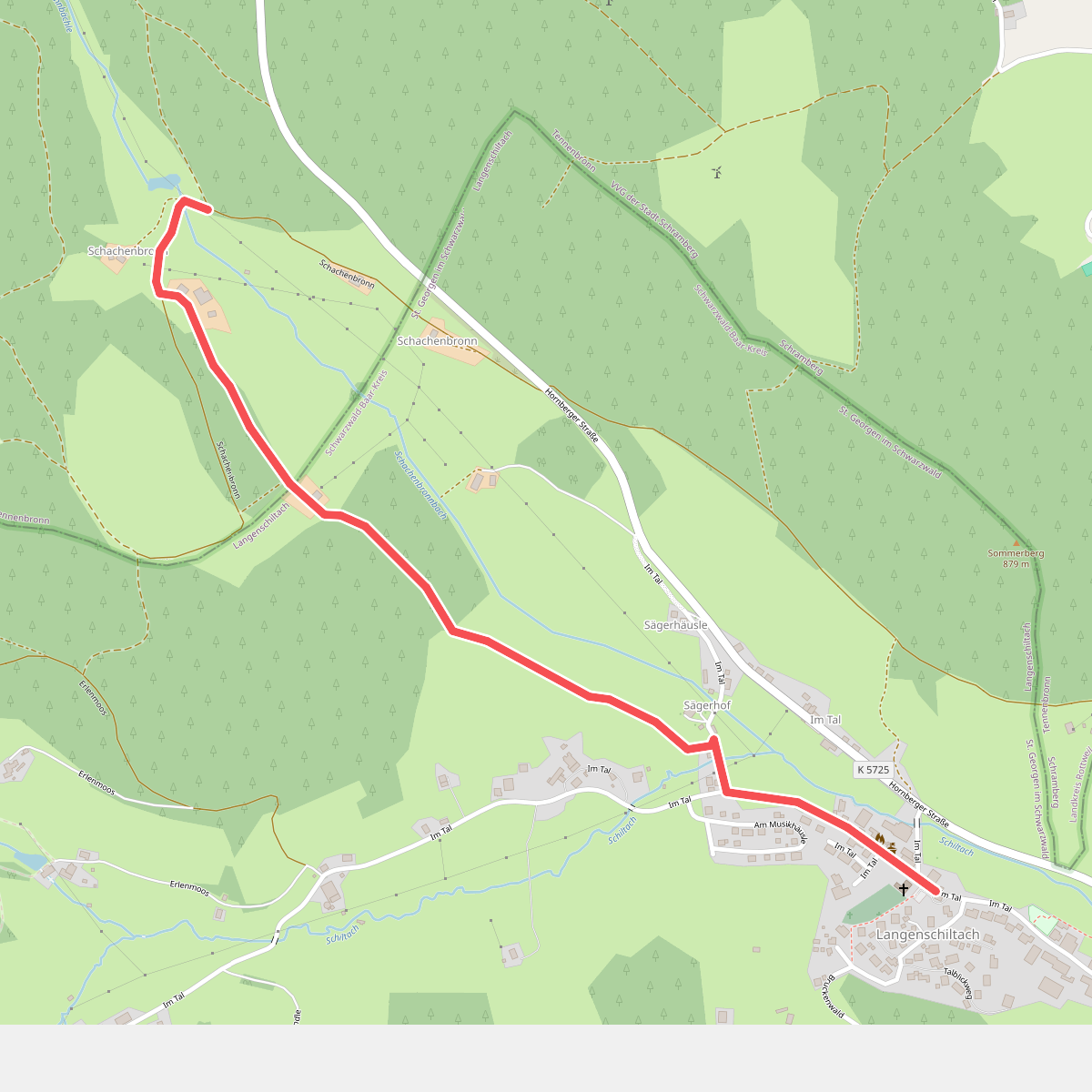 Schachenbronn - Langenschiltach Ortsmitte