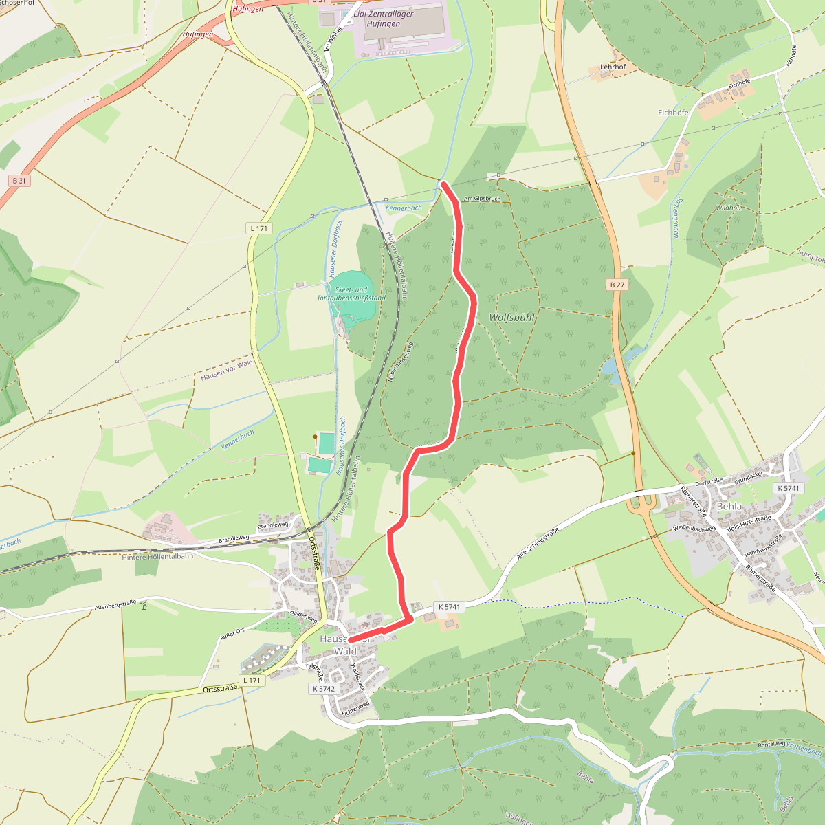 Zielweg nach Hausen vor Wald