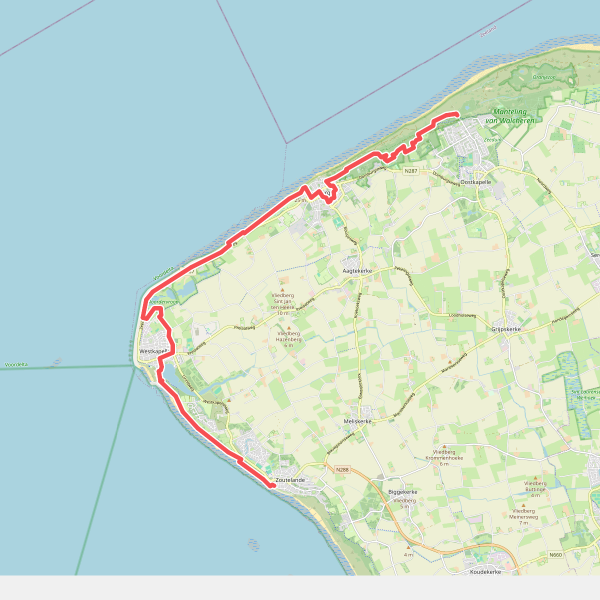 Zoutelande naar Oostkapelle- "?" · NederRandpad etappe 57