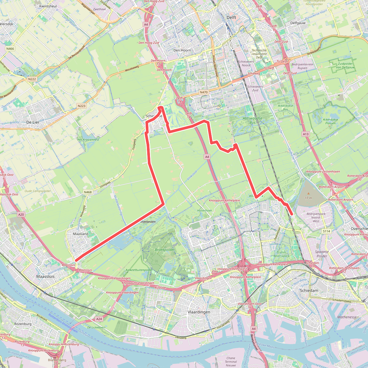 Variant Rottemeren: Schiedam · Grote Rivierenpad etappe 19