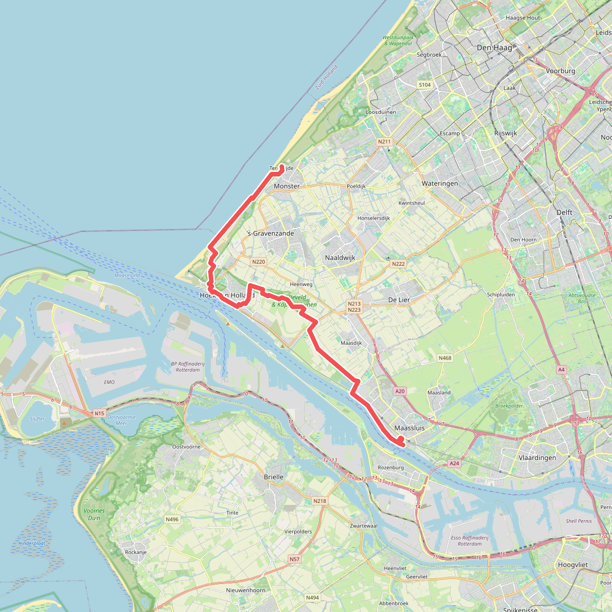 Maassluis naar Ter Heijde- "Hoekje om" · NederRandpad etappe 63