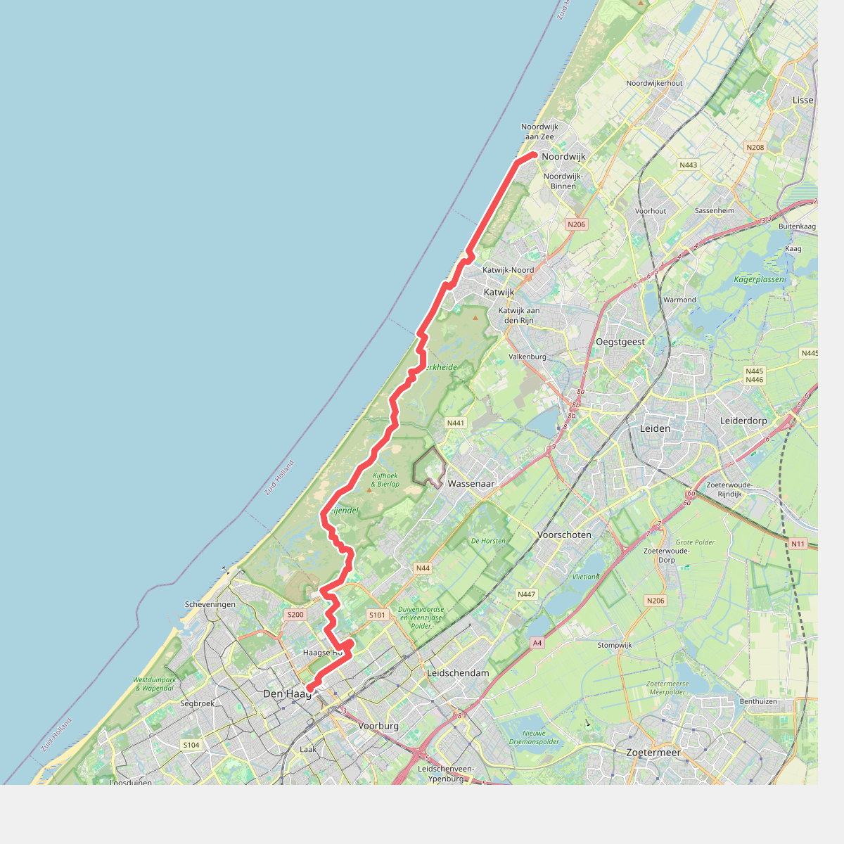 Den Haag naar Noordwijk aan Zee - "Royal Green" · NederRandpad etappe 65