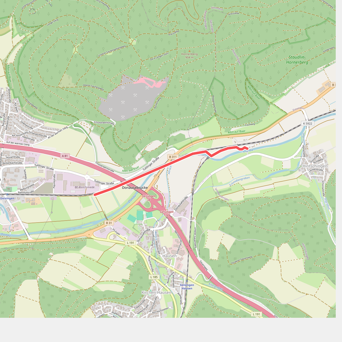 Riedweg - Donaubrücke Hintschingen