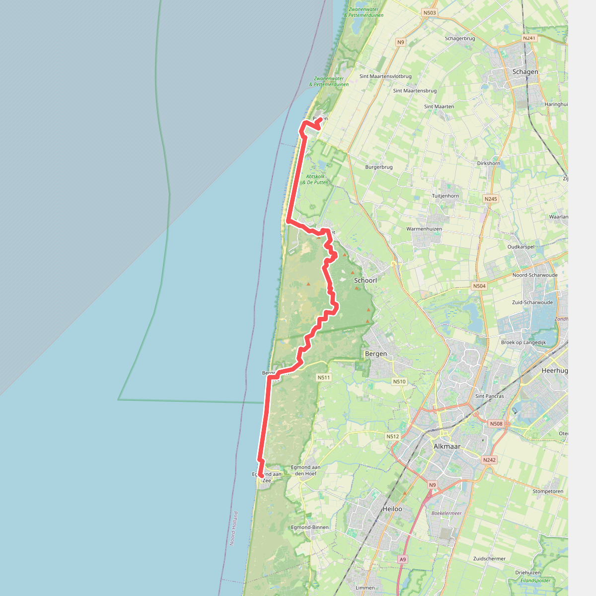 Egmond aan zee naar Petten - "De Kneet" (via Groet) · NederRandpad etappe 70