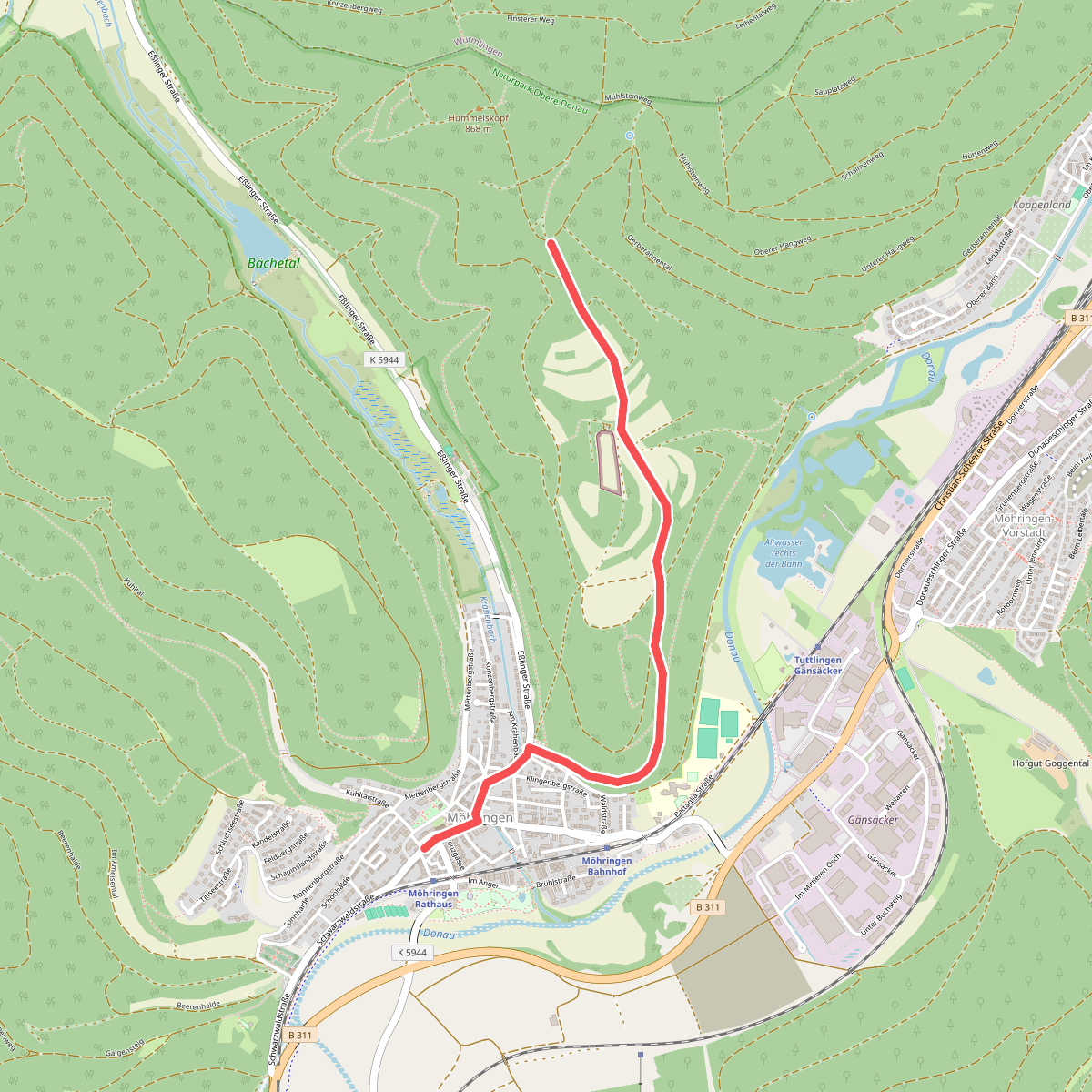 blaues Dreieck Möhringen - Mühlberghütte