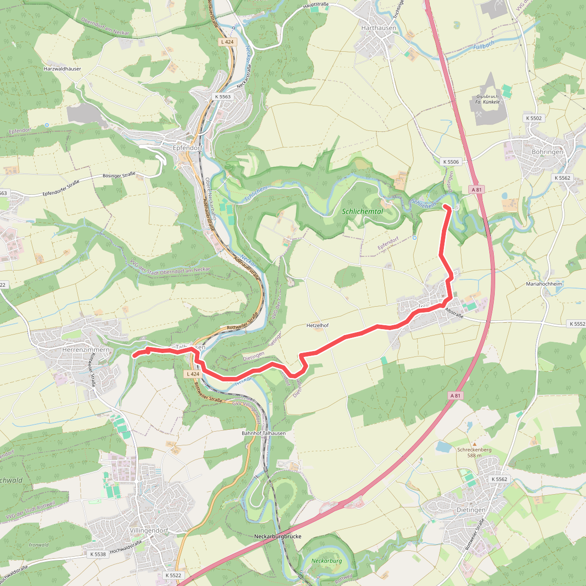 blaues Minus Herrenzimmern - Schlichemtal