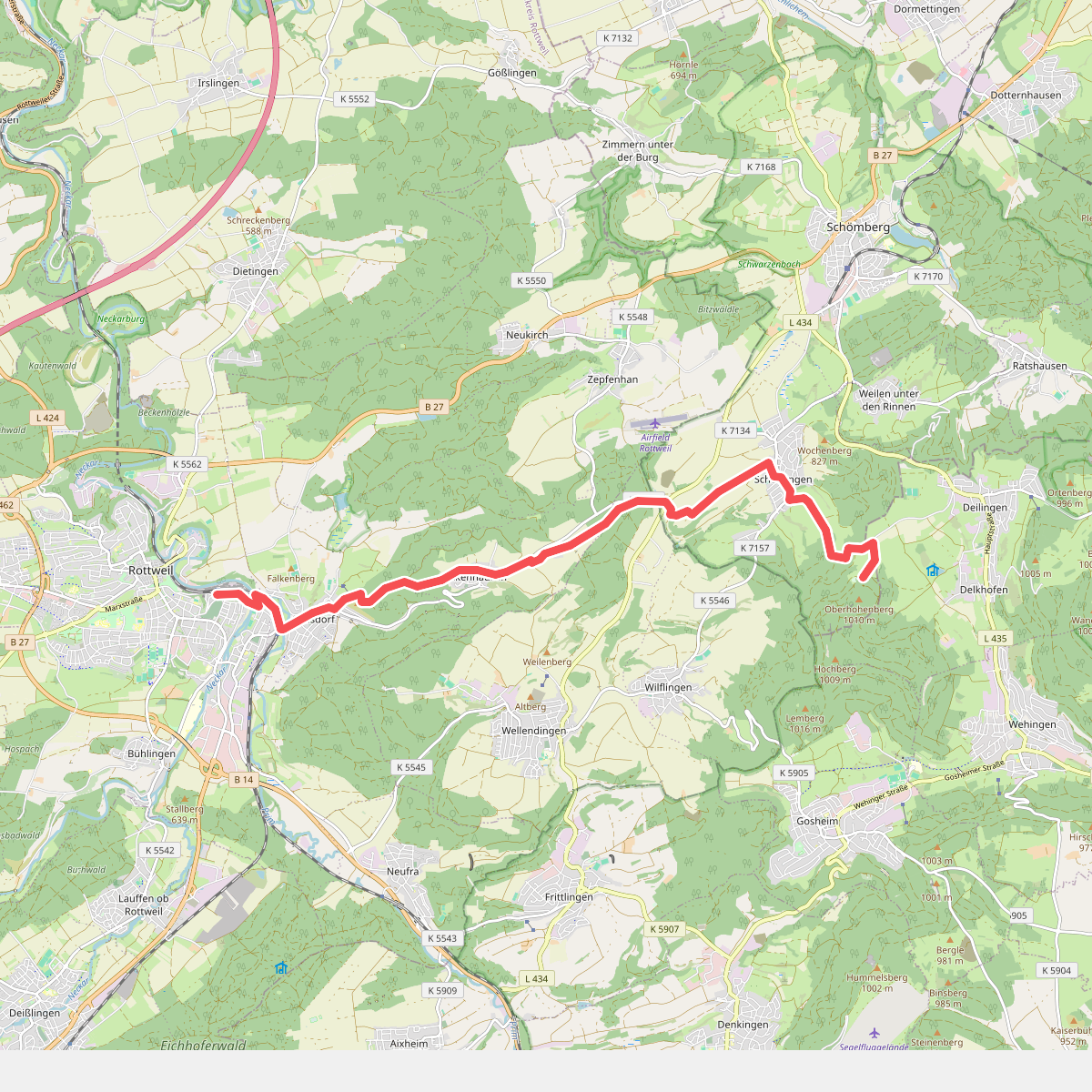 blaues Dreieck Hohenberg - Rottweil