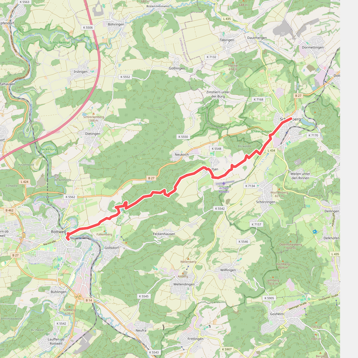 blaues Dreieck Schömberg - Rottweil