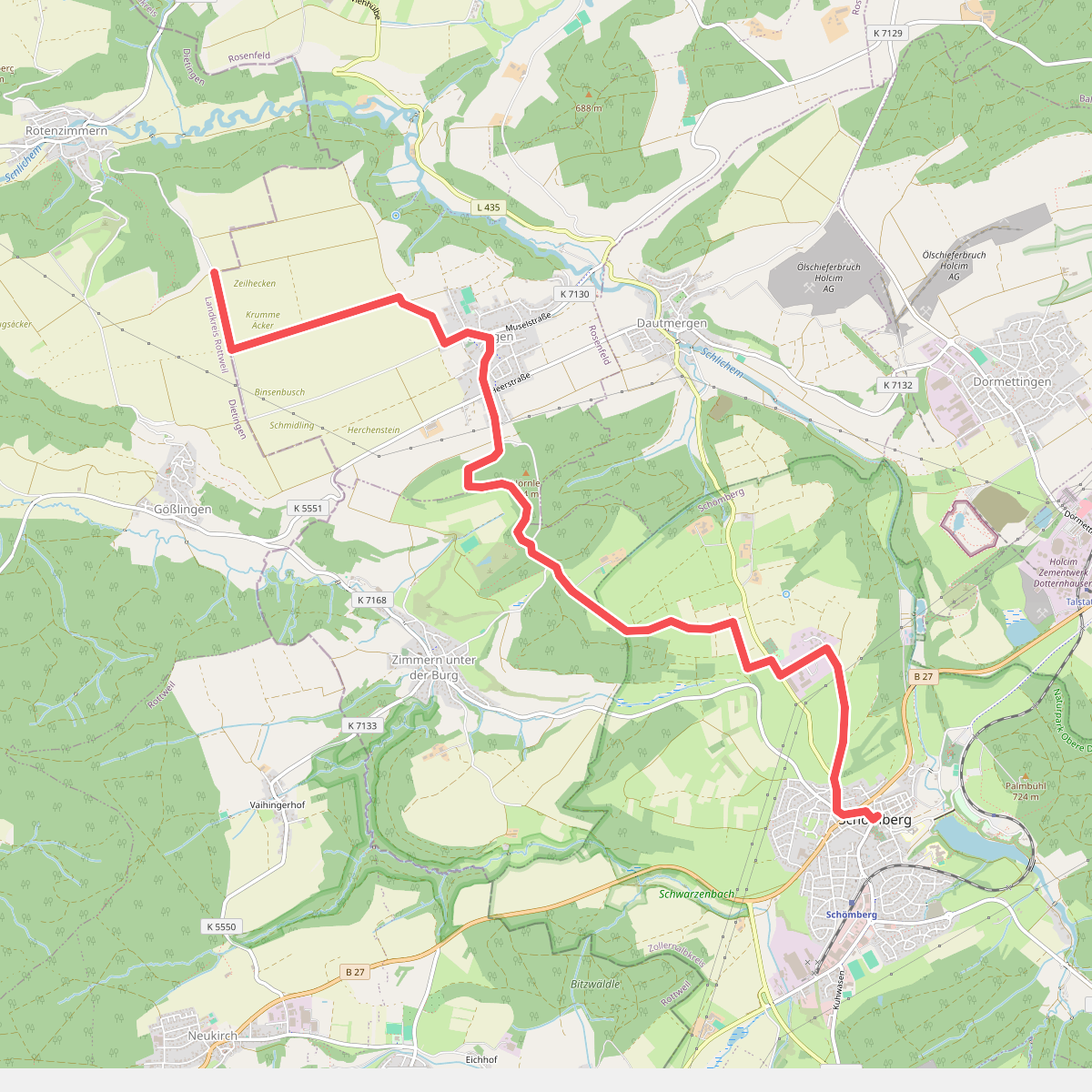 blaues Minus Täbingen - Schömberg