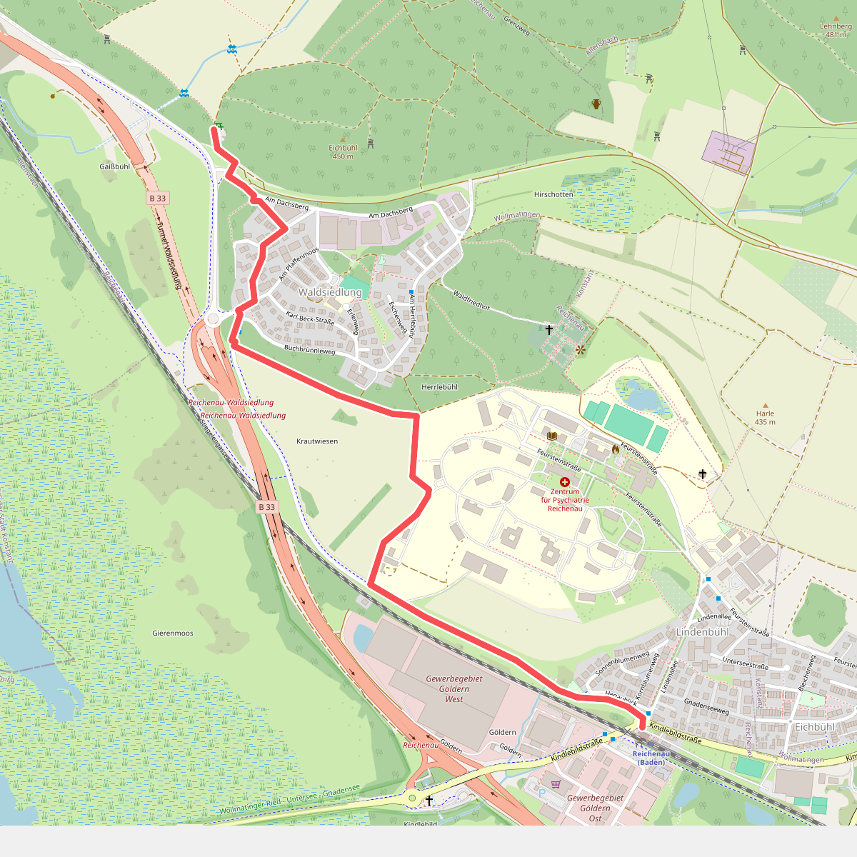 Reichenau Bahnhof - Waldparkplatz Dachsberg