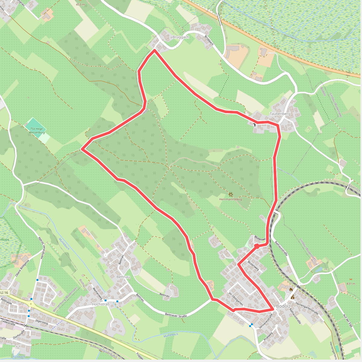 Nordic-Walking Bayerischer Bodensee Bodolz R16 : Taubenberg Runde